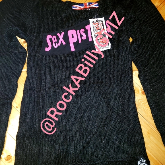 Sourpuss Sex Pistols Offically Licensed Pink Logo Black Sweater Johnny Rotten - Picture 6 of 7